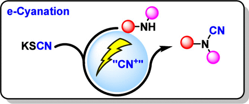 Graphical abstract for electrochemical cyanation of amines