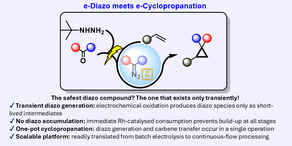 Graphical abstract for electrochemical diazo generation and cyclopropanation